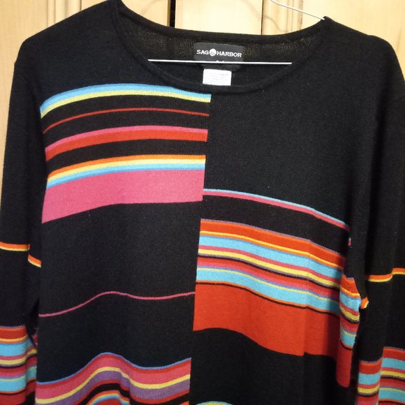 Sag Harbor Geometric Block & Stripe Sweater Size 2X (T-324) - Picture 2 of 9